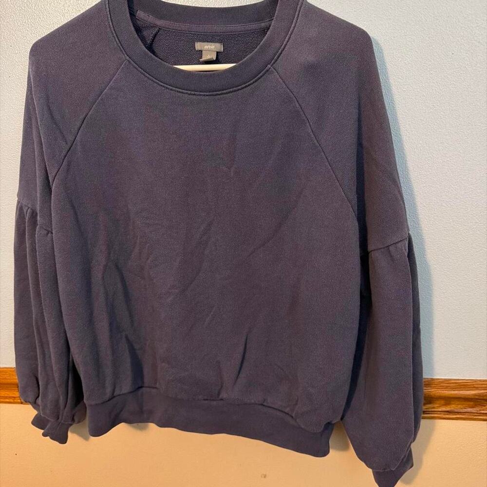 Aerie Bishop Puff Sleeve Cropped Sweatshirt - Blue/Purple Size: XS (oversized)